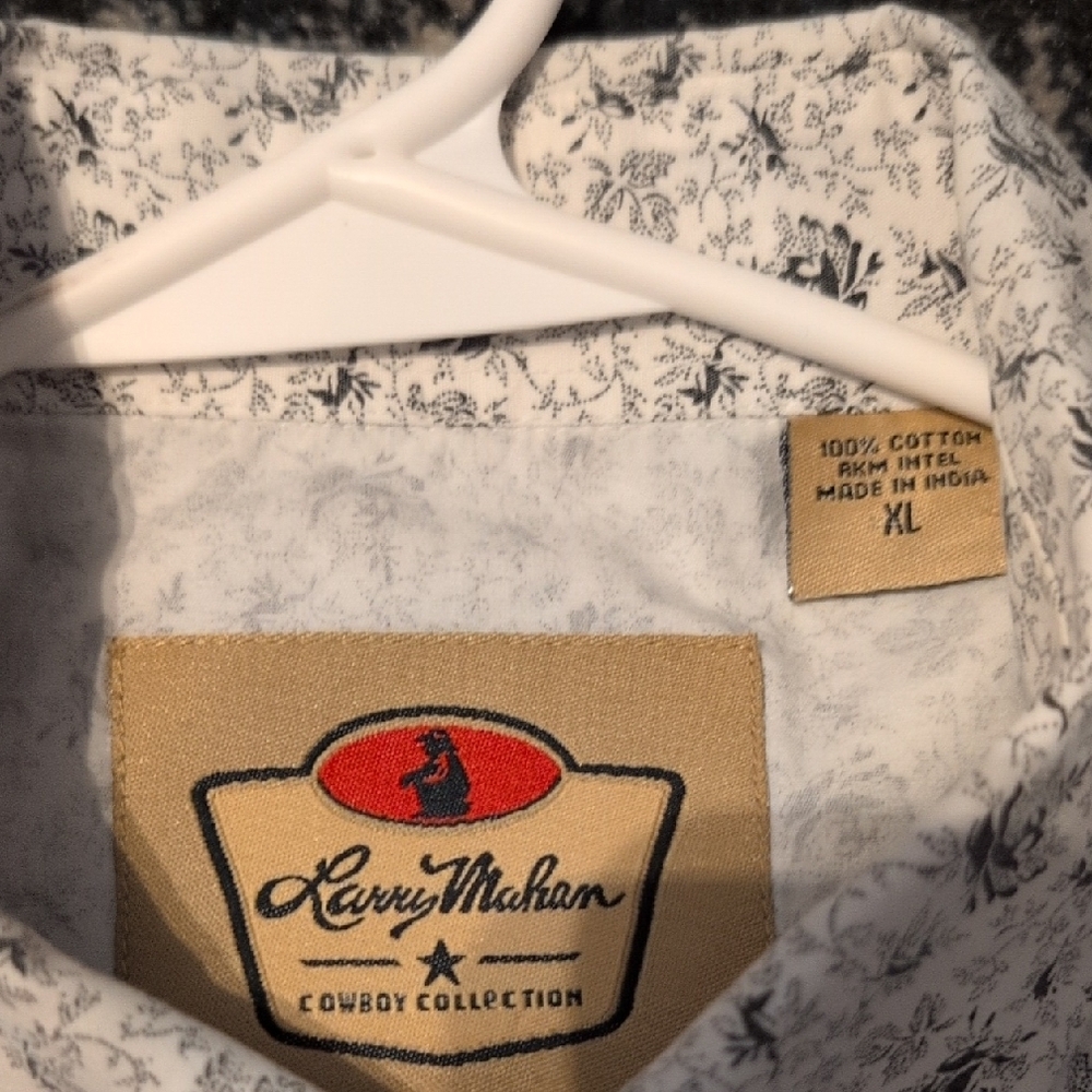 Larry Mahan Gray Patterned Button Down Shirt - Picture 3 of 4